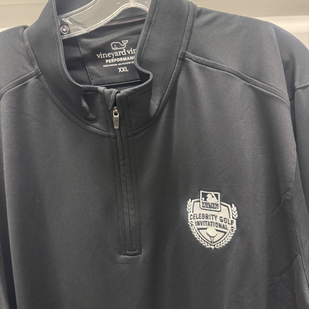 Vineyard Vines Performance Mens XXL Black Quarter Zip MLB Golf Pullover